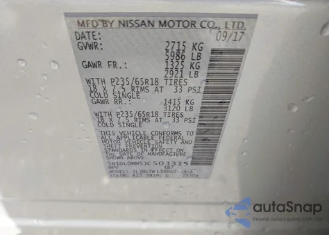 2018 Infiniti Qx60 z USA, uszkodzony, nr VIN 5N1DL0MM5JC503315